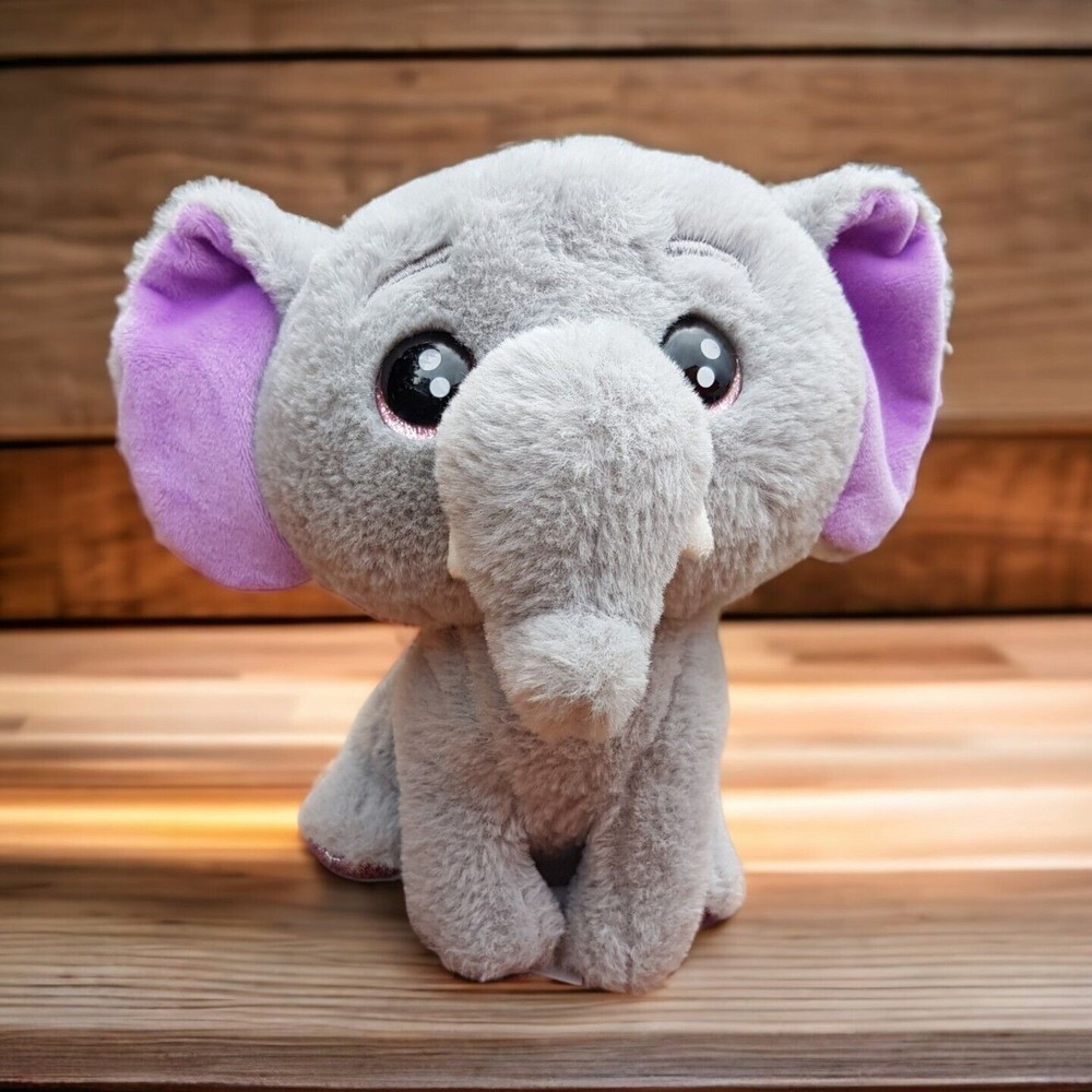 Dusty Li'L Peepers Elephant Big Eyes Russ Plush Stuffed Animal Purple Ears 8"